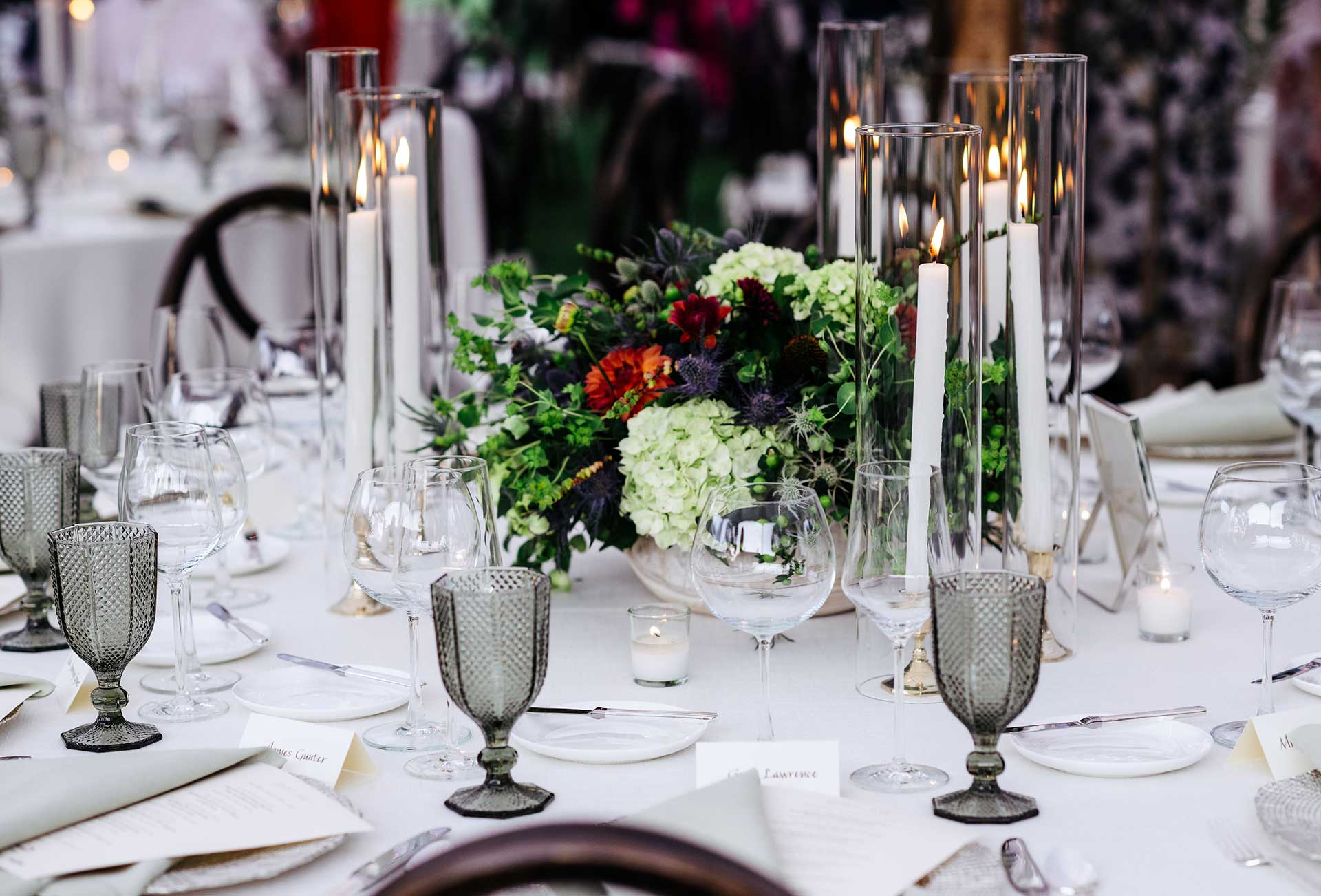 The table setting at dinner