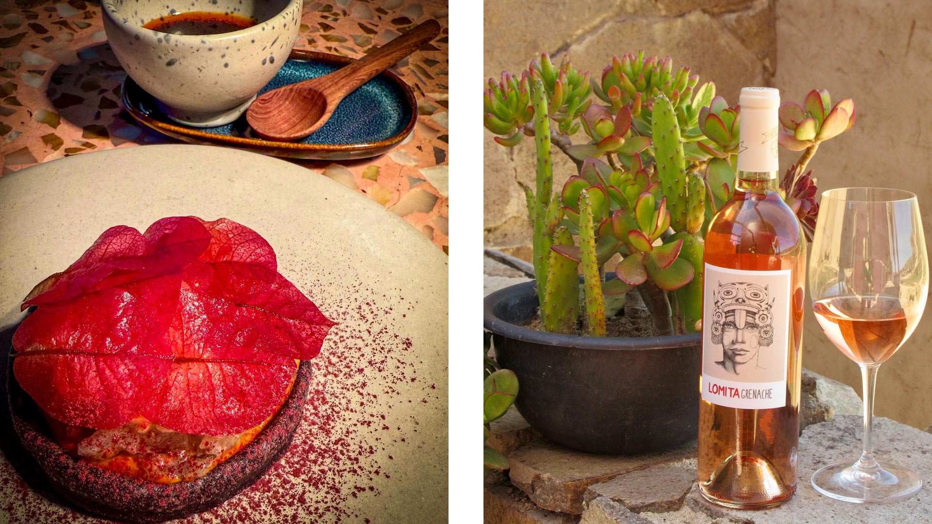 Sopes and Lomita Grenache Rosé. © Propiedad De Lunario | © Vinícola Lomita Valle de Guadalupe