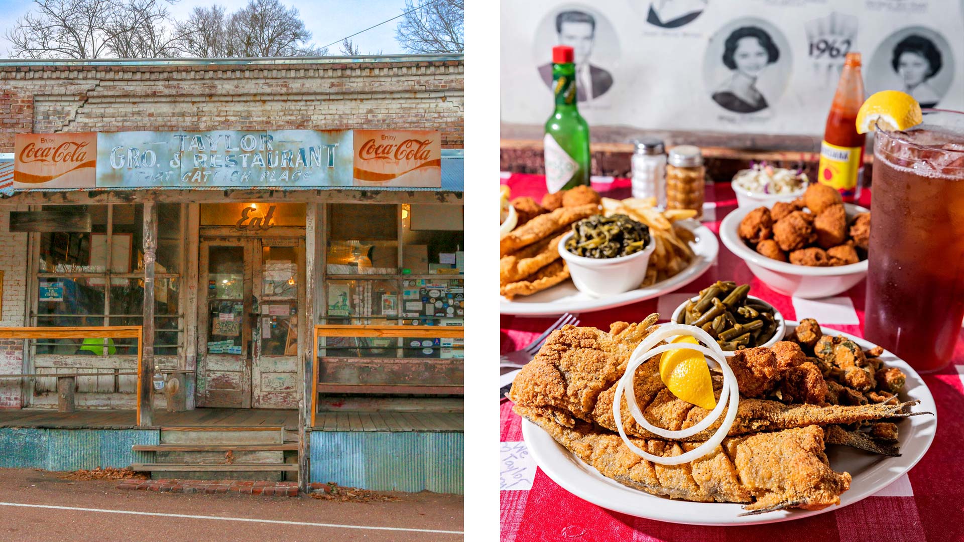 Iconic exterior and fried catfish at Taylor Grocery - ©Taylor Grocery 
