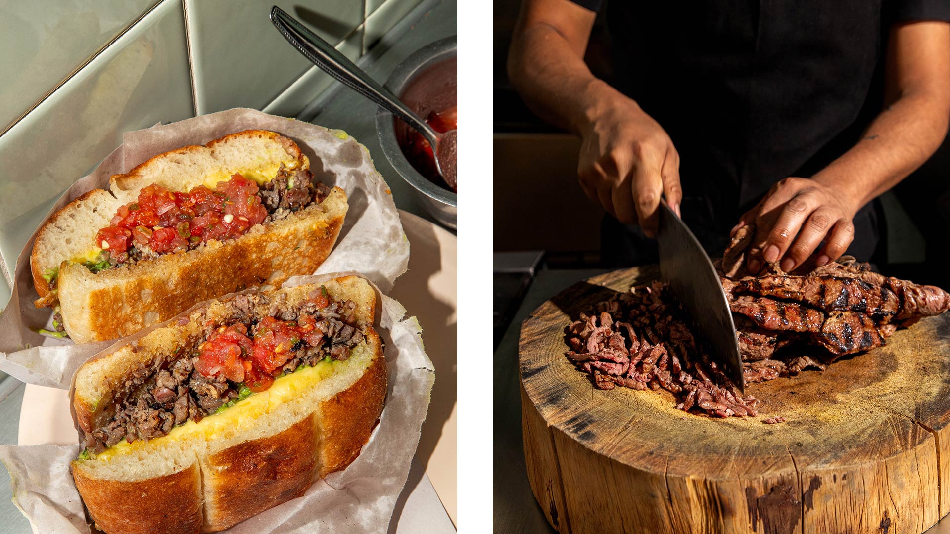 Campechano Torta and shredding the meat for the torta - ©Héctor López y Hane Garza/La 89