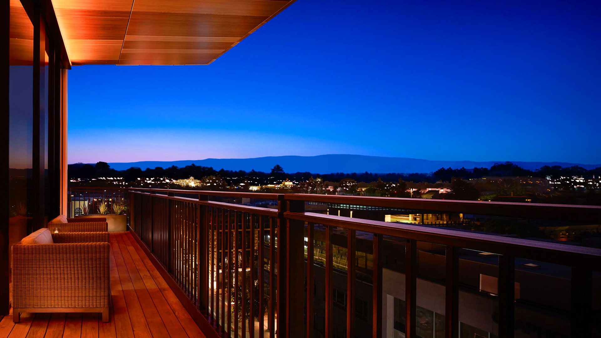 Hotel guests will enjoy the view from Nobu Palo Alto's balcony. © Nobu Palo Alto